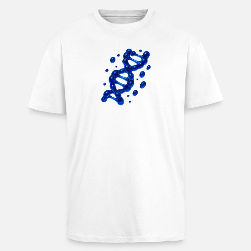Molécule d’hélice d’ADN 3D Bleu - T-shirt unisexe oversize épais - blanc