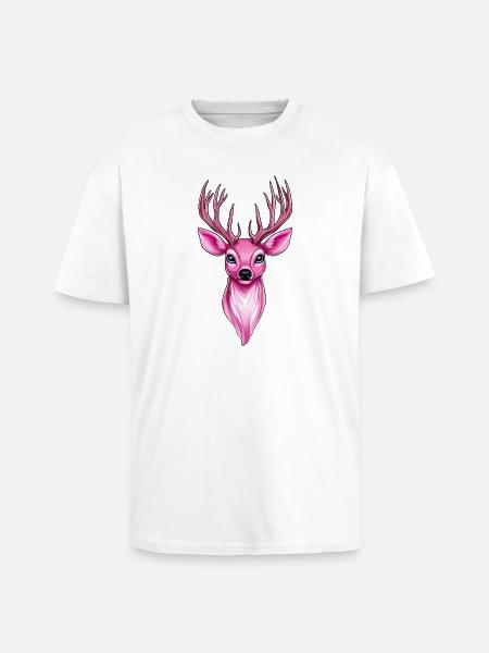 pink fantasy deer - Unisex Oversized Heavyweight T-shirt - white