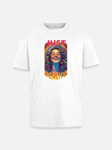 Kandi Just Peachy Rave PLUR Festival - Unisex Oversized Heavyweight T-shirt - white
