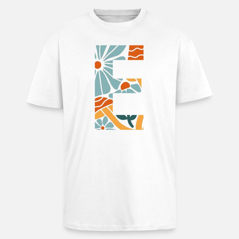 Buchstabe e Blumen groovy Geschenkidee - Oversized Heavyweight Unisex T-Shirt - Weiß