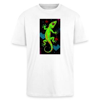 Gecko - Oversized Heavyweight Unisex T-Shirt - Weiß - Vorne - Alina (178cm) & Michal (187cm)