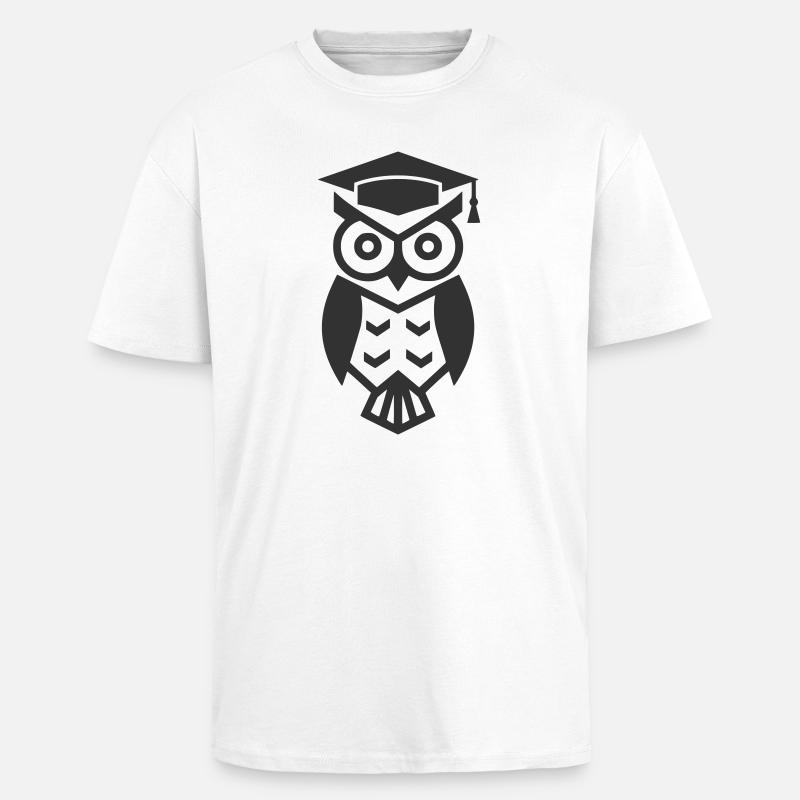 Eule Doktorhut Abschluss Schule - Oversized Heavyweight Unisex T-Shirt - Weiß