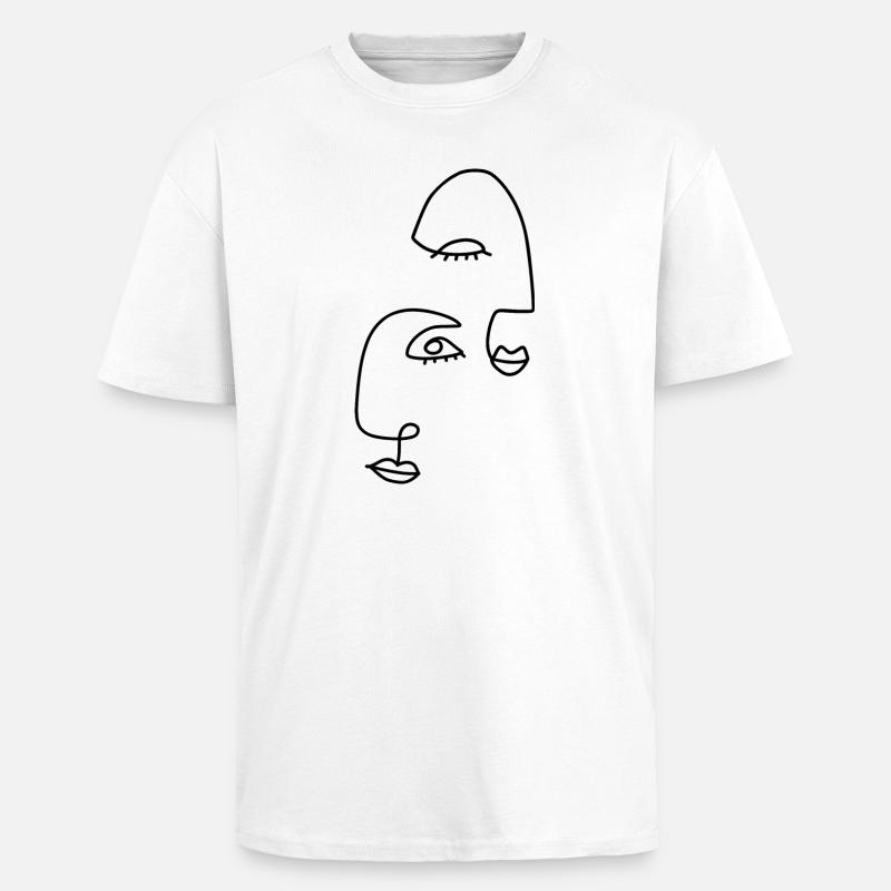 Dessins au trait abstraits - T-shirt unisexe oversize épais - blanc