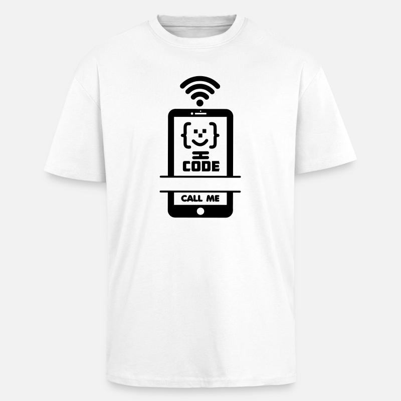 Call me phone coder gezchtje - Unisex Oversized Heavyweight T-shirt - white