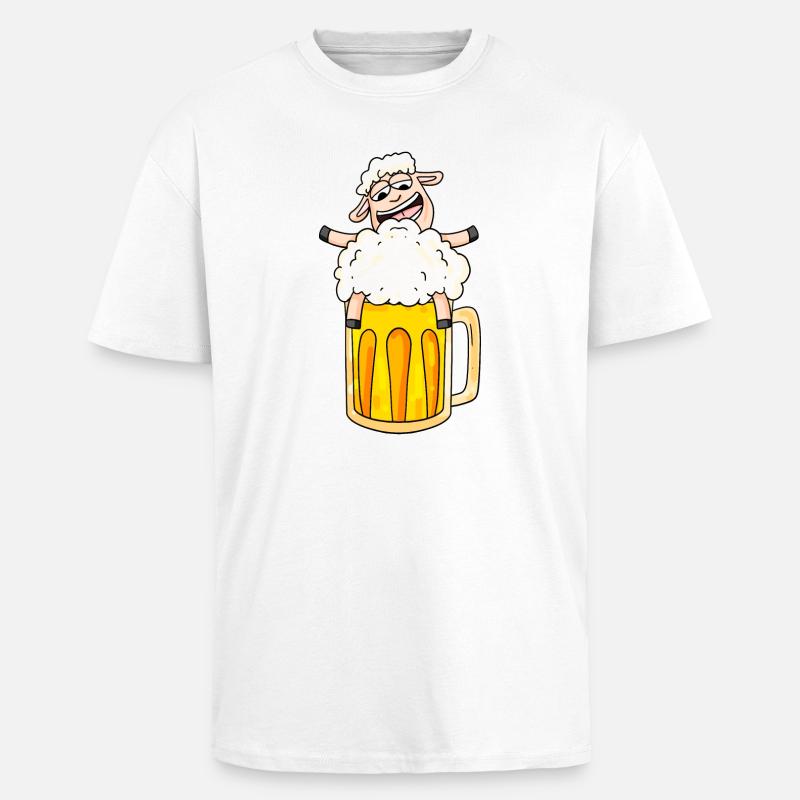 Bier Schaf Comic - Oversized Heavyweight Unisex T-Shirt - Weiß