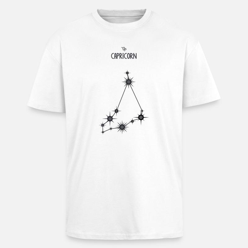 Steinbock Sternzeichen Sternbild Schwarz & Grau - Oversized Heavyweight Unisex T-Shirt - Weiß