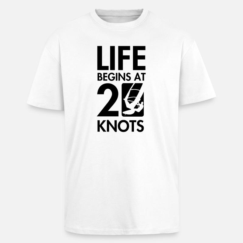 Windsurfen, das Leben beginnt bei 20knt - Oversized Heavyweight Unisex T-Shirt - Weiß