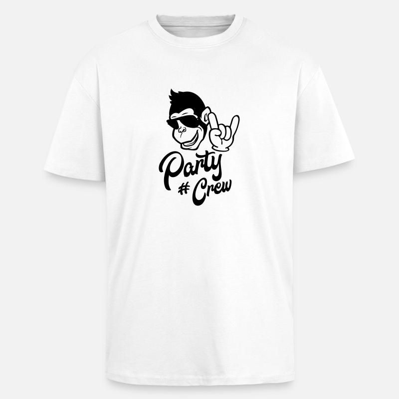 monkey cool party crew - Oversized Heavyweight Unisex T-Shirt - Weiß