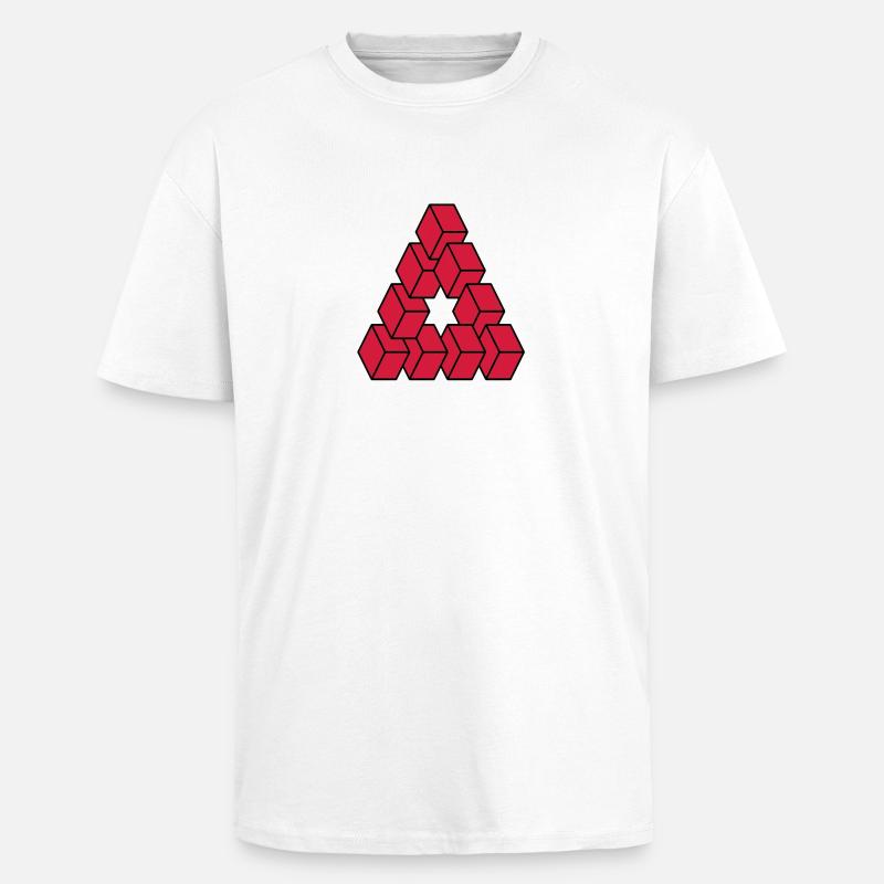 Optical illusion - Impossible figure - T-shirt unisexe oversize épais - blanc