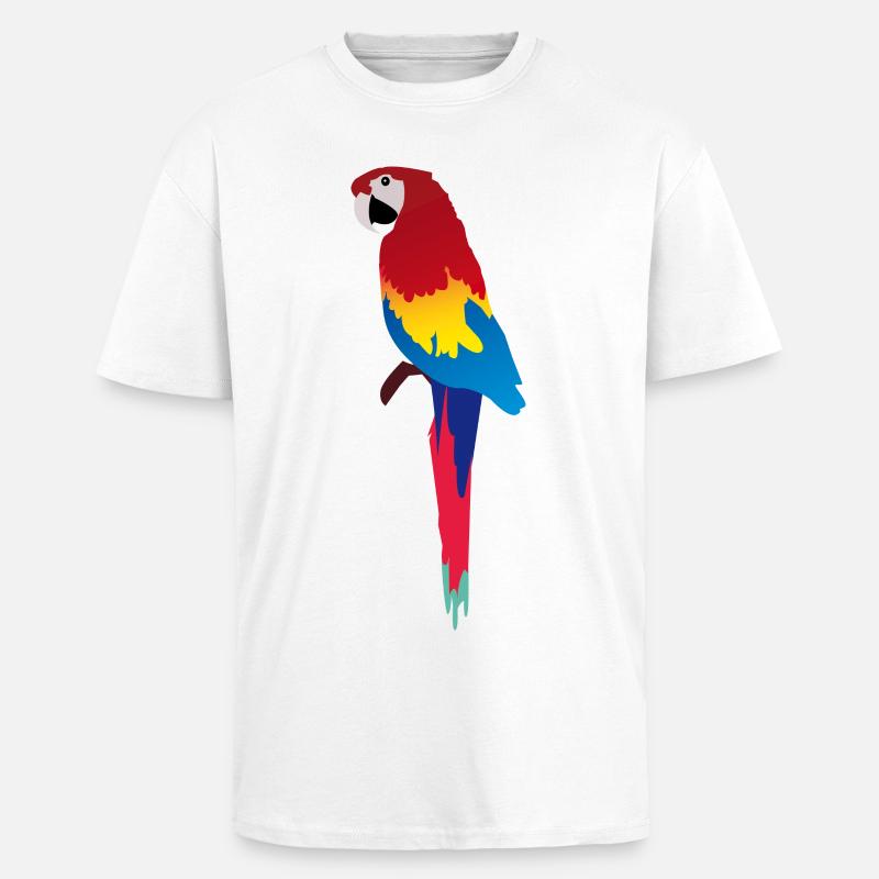 Bunter Papagei Print auf Kleidung - Oversized Heavyweight Unisex T-Shirt - Weiß