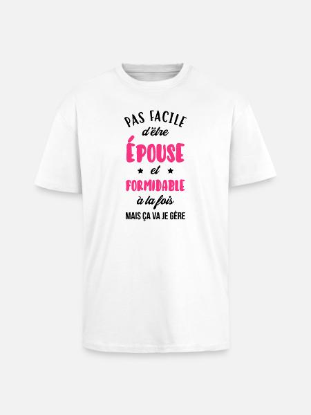 Epouse - Mariée - Mariage - Couple - Amour - Unisex Oversized Heavyweight T-shirt - white