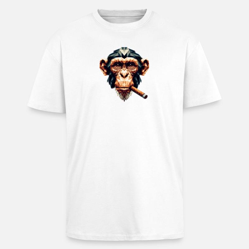 Ein Affe mit Zigarre im Polygon-Stil - Oversized Heavyweight Unisex T-Shirt - Weiß