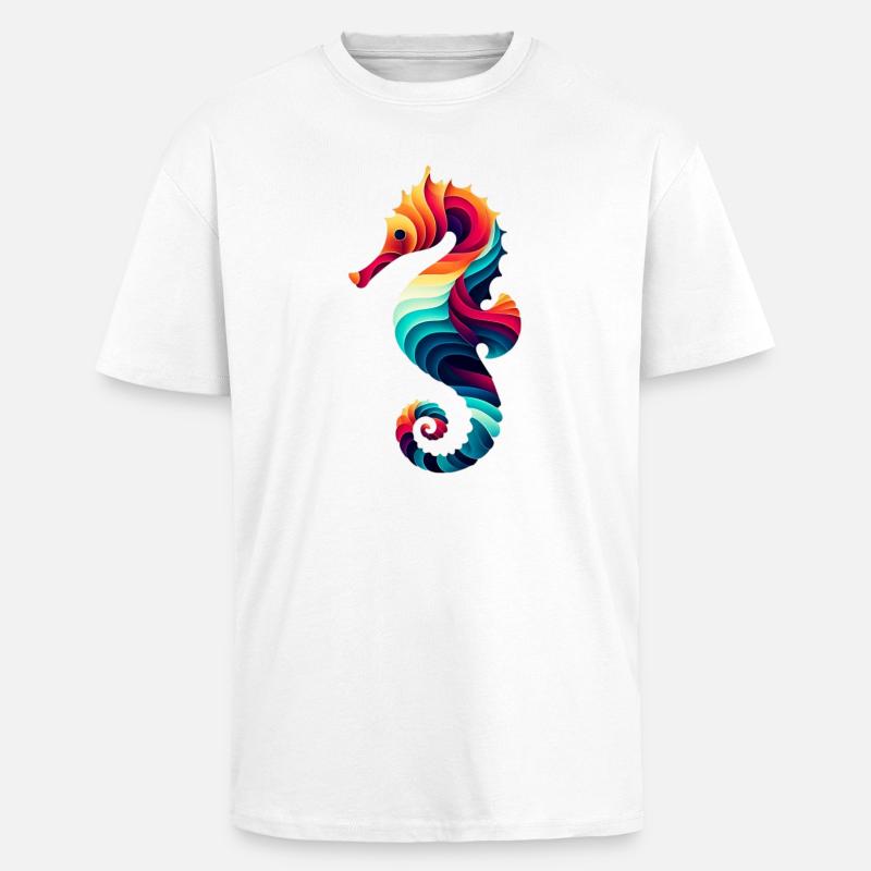 Seepferdchen - Oversized Heavyweight Unisex T-Shirt - Weiß