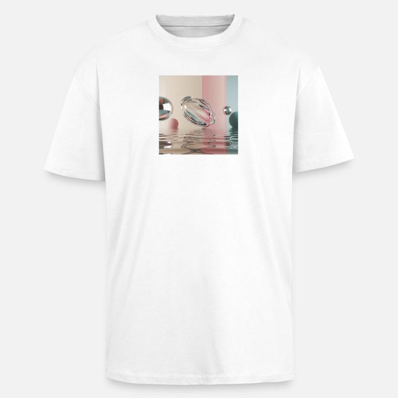Reflets pastel dans sphère abstraite - T-shirt unisexe oversize épais - blanc