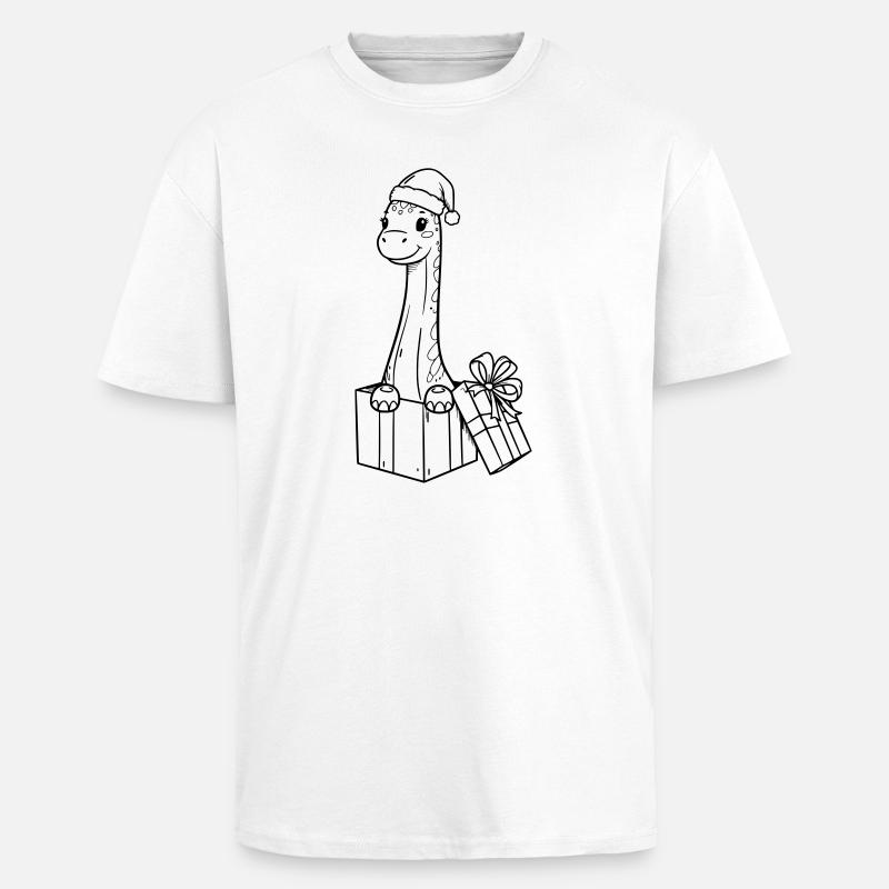 Weihnachts-Giraffe mit Geschenken Illustration - Oversized Heavyweight Unisex T-Shirt - Weiß