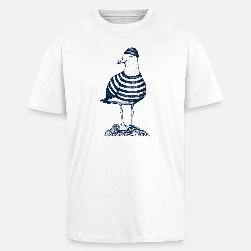 Möwe mit Pulli - Oversized Heavyweight Unisex T-Shirt - Weiß