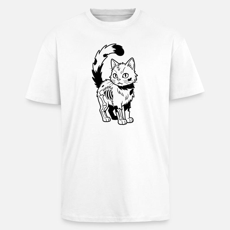 Zombie Cat - Unisex Oversized Heavyweight T-shirt - white