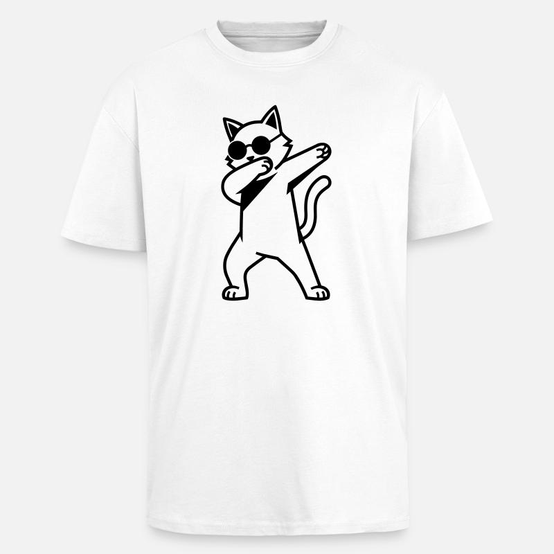 cat dab - Unisex Oversized Heavyweight T-shirt - white