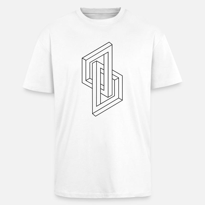 Optical Illusion - Impossible figure - Geometry - Unisex Oversized Heavyweight T-shirt - white