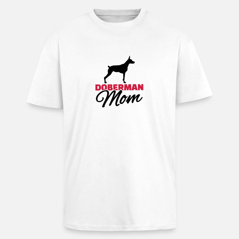 Doberman Mom - T-shirt unisexe oversize épais - blanc
