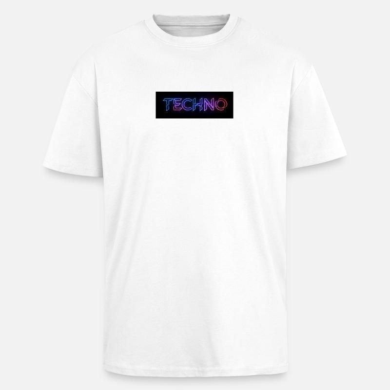 Techno Neon Glitch Text - Unisex Oversized Heavyweight T-shirt - white