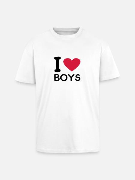 I love Boys - Oversized Heavyweight Unisex T-Shirt - Weiß