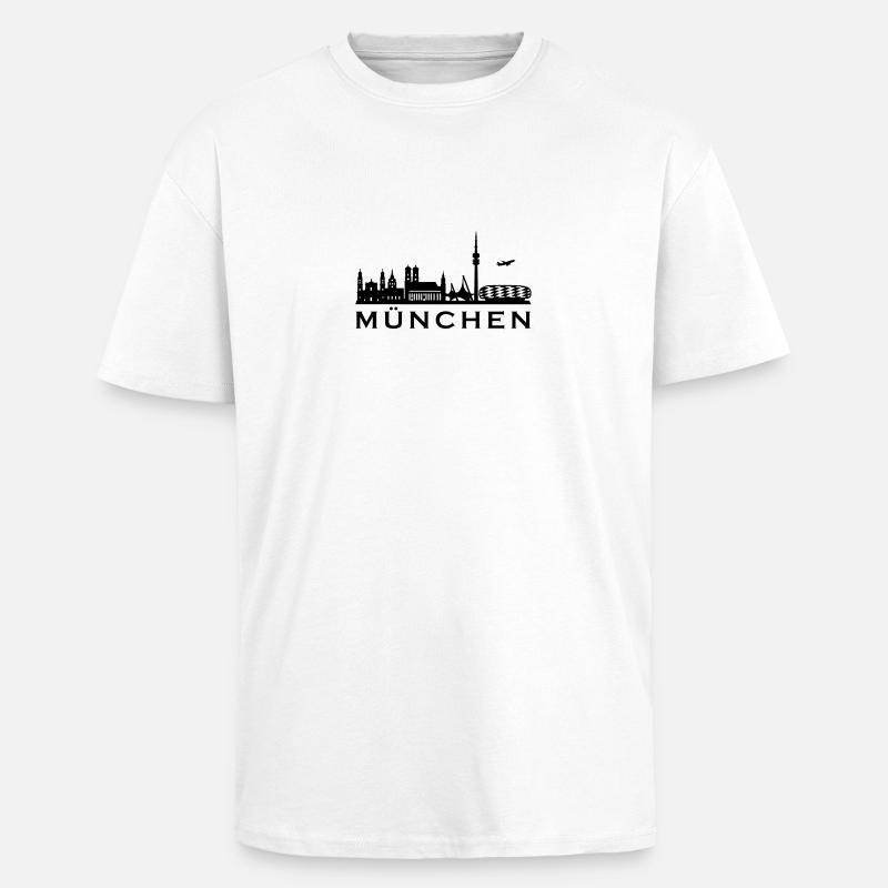 Munich Skyline avec lettrage - T-shirt unisexe oversize épais - blanc