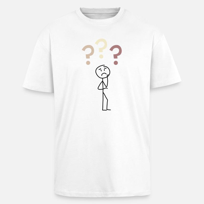 Three Question Marks – Minimal Mystery Design - Unisex Oversized Heavyweight T-shirt - white