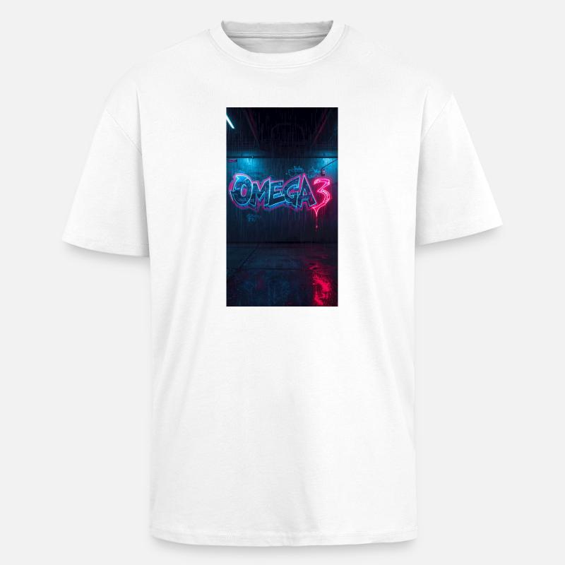 Omega3 Neon Graffiti - Oversized Heavyweight Unisex T-Shirt - Weiß