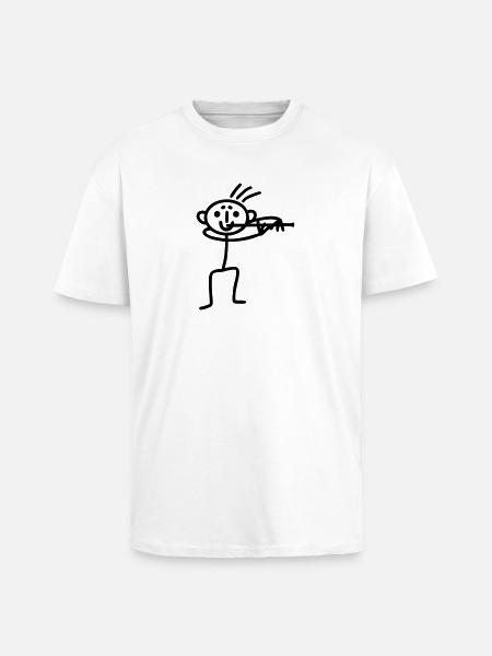 Stick Figure Flute - Unisex Oversized Heavyweight T-shirt - white