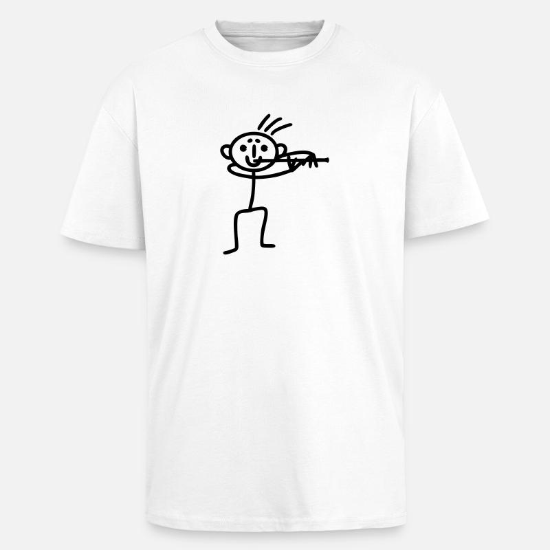 Strichmännchen Querflöte - Oversized Heavyweight Unisex T-Shirt - Weiß