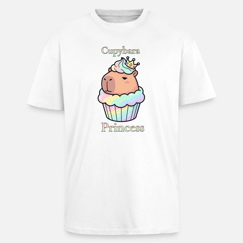 Cupybara Princess Capybara Cupcake mit Krone - Oversized Heavyweight Unisex T-Shirt - Weiß