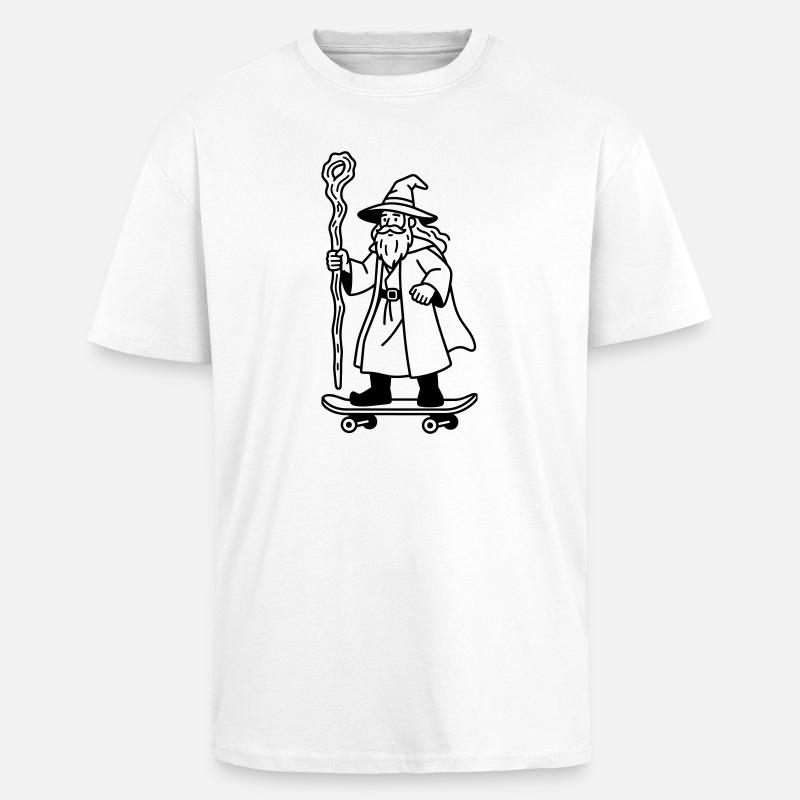 Wizard sur skateboard - T-shirt unisexe oversize épais - blanc