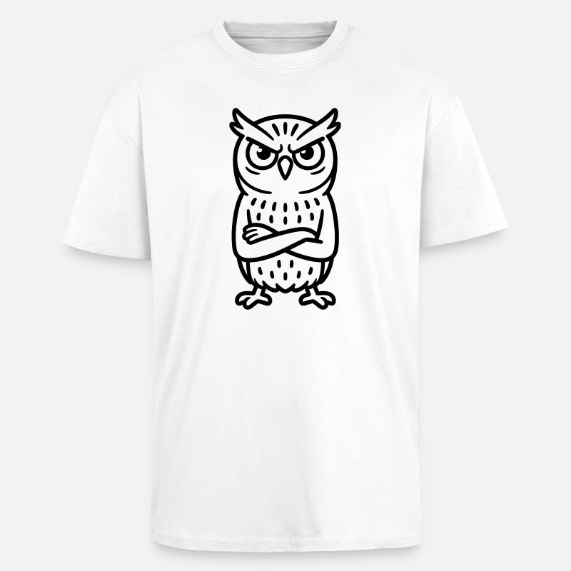 Angry Owl Comic - Unisex Oversized Heavyweight T-shirt - white