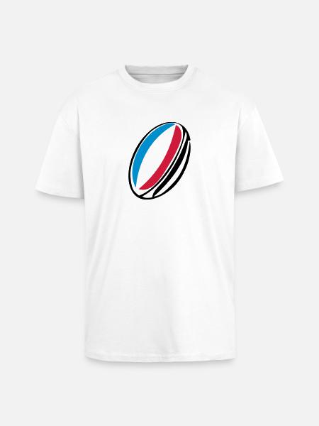 Frankreich Rugby-Ball - Oversized Heavyweight Unisex T-Shirt - Weiß