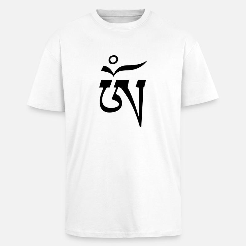 Aum OM tibétain 1c - T-shirt unisexe oversize épais - blanc