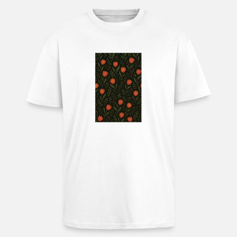 Tulip Pattern - Unisex Oversized Heavyweight T-shirt - white