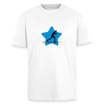Langlaufen / Langlauf / eislaufen / Langläufer - Oversized Heavyweight Unisex T-Shirt - Weiß - Vorne - Alina (178cm) & Michal (187cm)