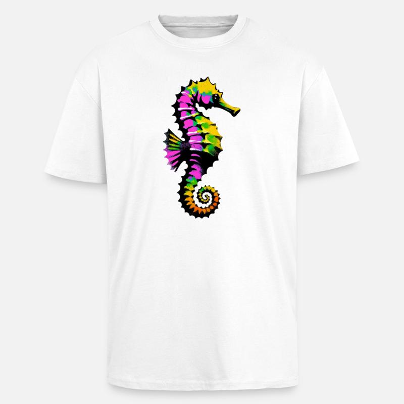 Seepferdchen - Oversized Heavyweight Unisex T-Shirt - Weiß