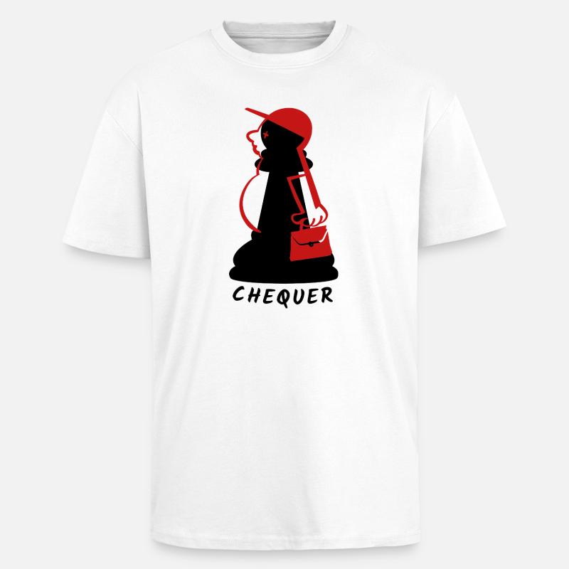 Chequer - Oversized Heavyweight Unisex T-Shirt - Weiß