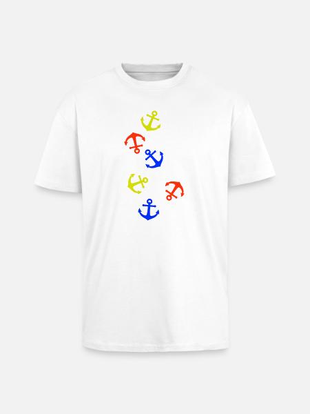 Anker Bunt - Oversized Heavyweight Unisex T-Shirt - Weiß