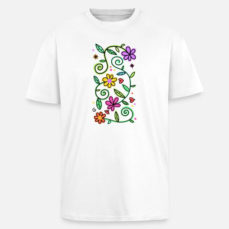 Dekorative Doodle-Gänseblümchen - Oversized Heavyweight Unisex T-Shirt - Weiß