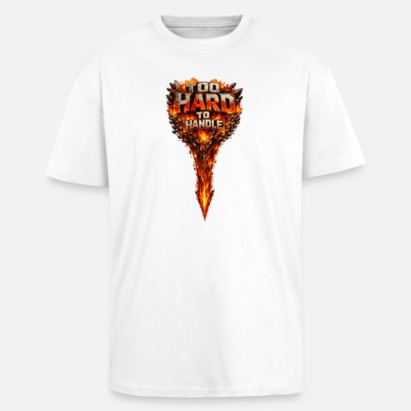 Too Hard to Handle Fire-Logo - Oversized Heavyweight Unisex T-Shirt - Weiß