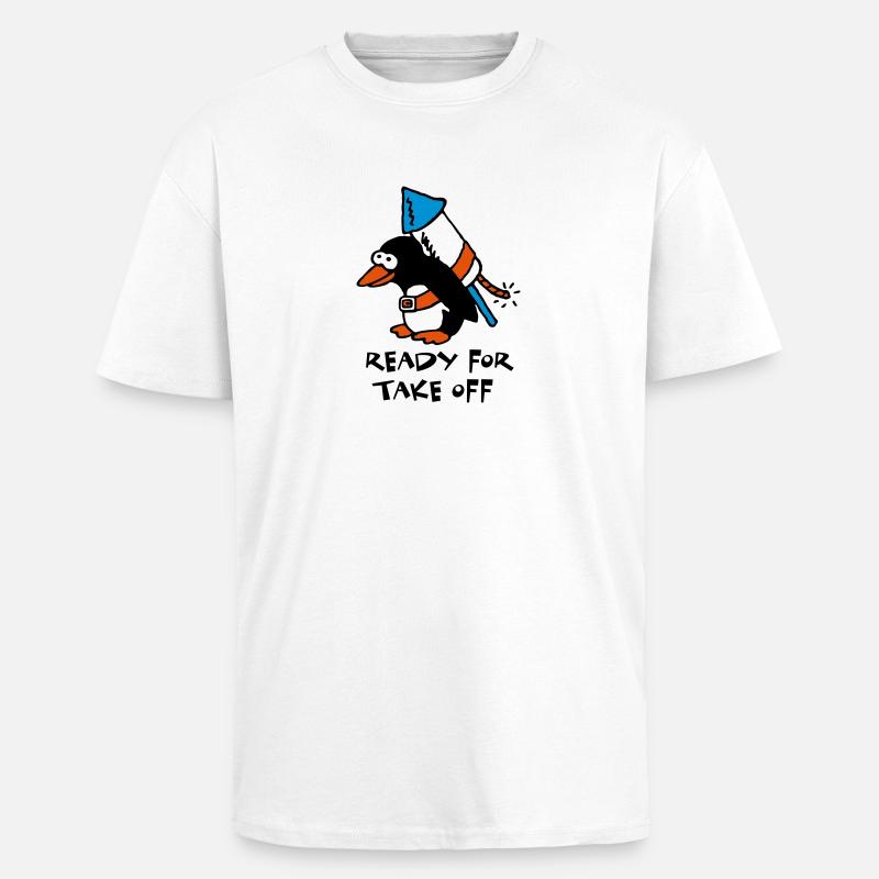 rocket_pinguin_white_c_3c - Unisex Oversized Heavyweight T-shirt - white