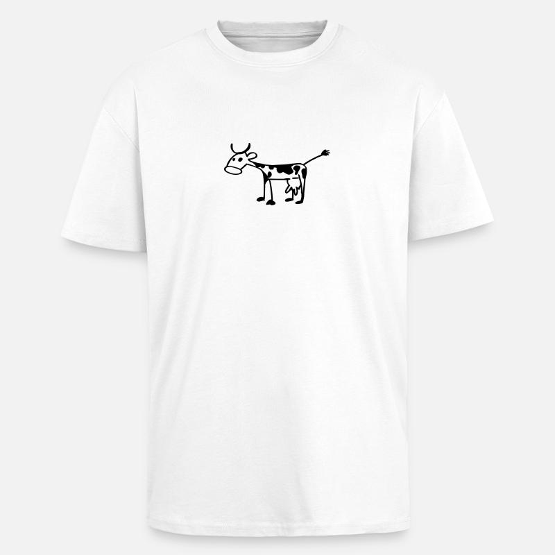 Strichmännchen-Kuh - Oversized Heavyweight Unisex T-Shirt - Weiß