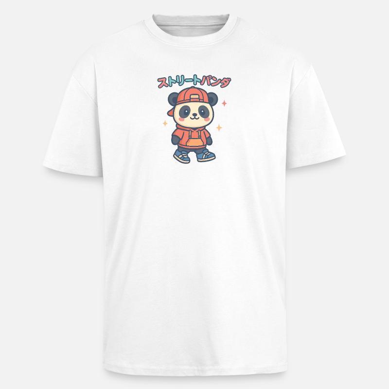 Street Panda Pullover Sweat à capuche - T-shirt unisexe oversize épais - blanc