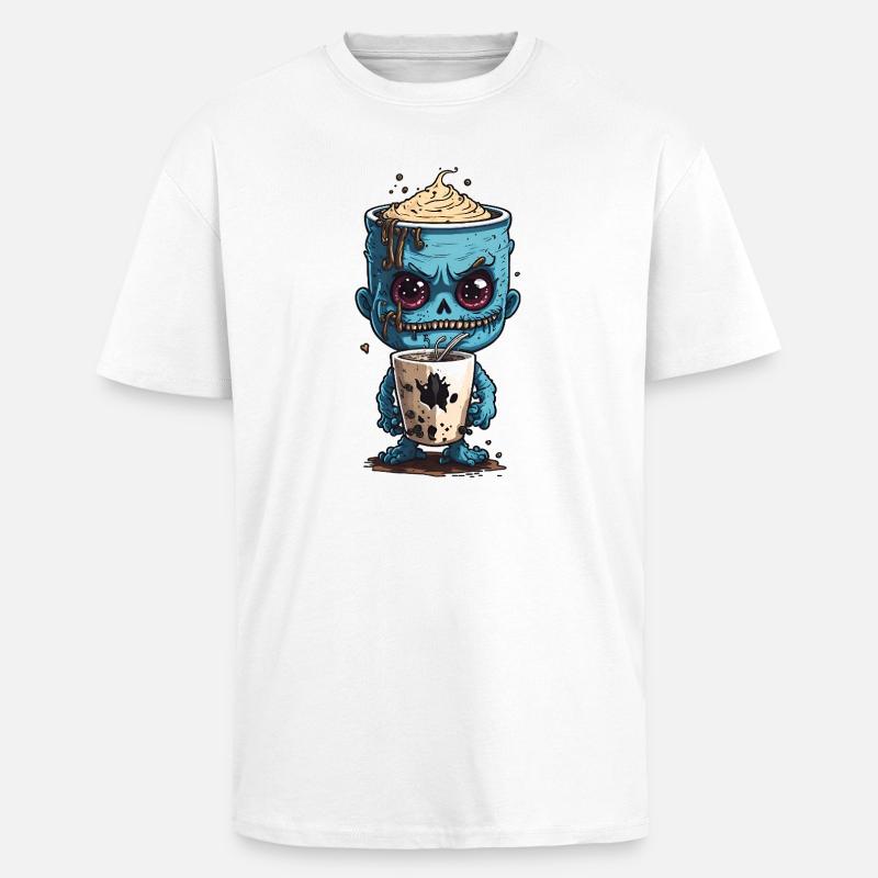 Kaffeemonster  - Koffein Zombie - Morgenmuffel - Oversized Heavyweight Unisex T-Shirt - Weiß