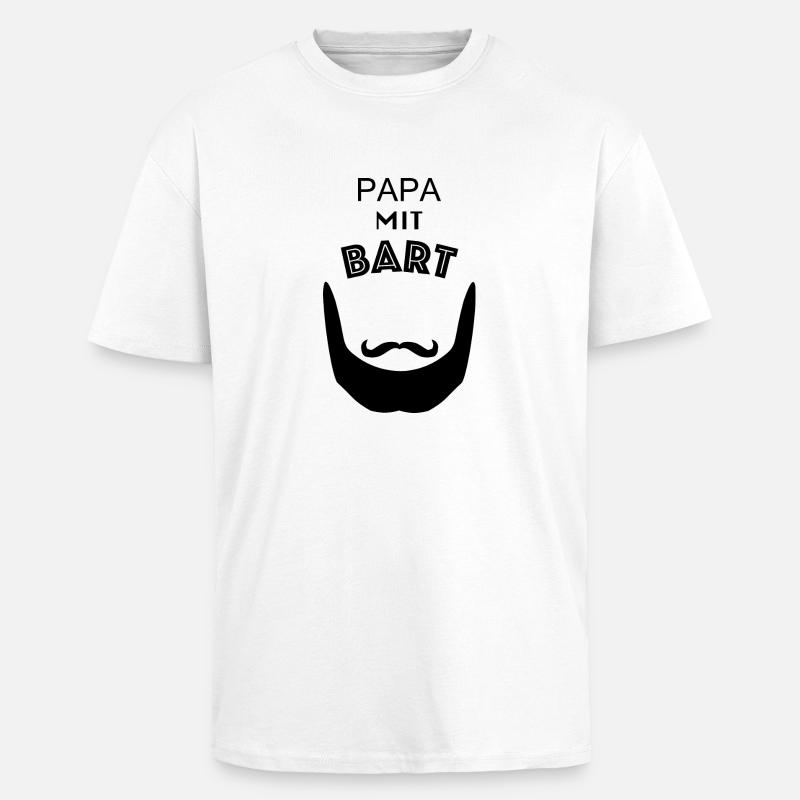 Papa mit Bart - Schwarz - Oversized Heavyweight Unisex T-Shirt - Weiß