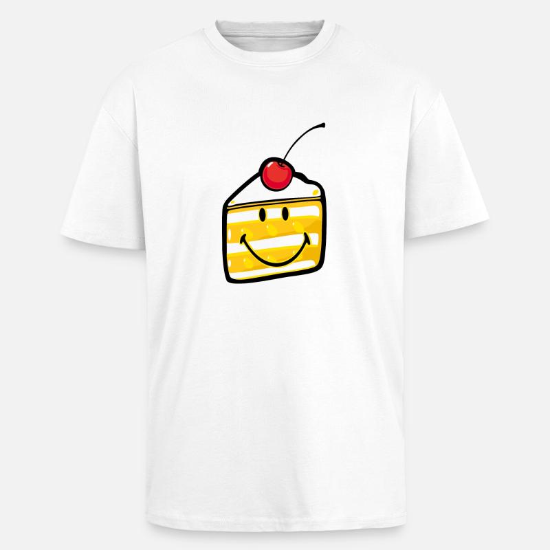 Smiley Cake - Unisex oversized t-shirt i kraftig kvalitet - vit