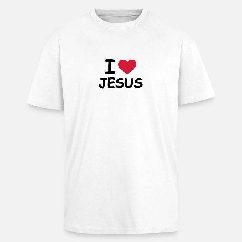 I Love Jesus - T-shirt unisexe oversize épais - blanc